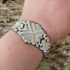 Silver-Tone Geometric Link Bracelet